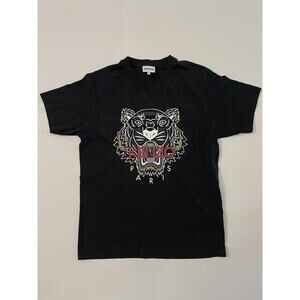 Kenzo Tiger Print T Shirt Women's L Made In Portugal Black Color